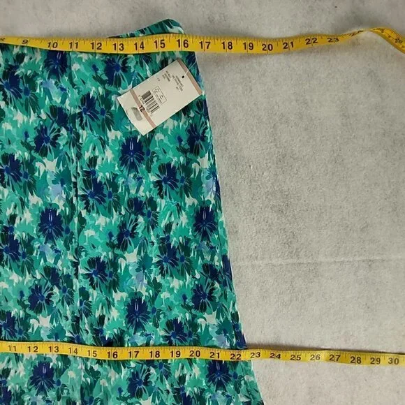 Jones Wear Women's Blue, Green Floral Side Zip Lined A-Line Skirt Size 12 (NWT) - Picture 8 of 11